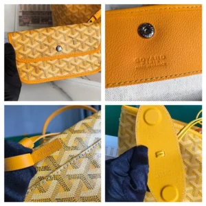Goyard Saint Louis PM SM0019 yellow canvas tote bag leather trim handcrafted Paris
