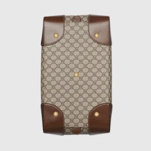 Gucci Soft GG Supreme 50 large beige brown monogram canvas bag with leather trim and gold hardware