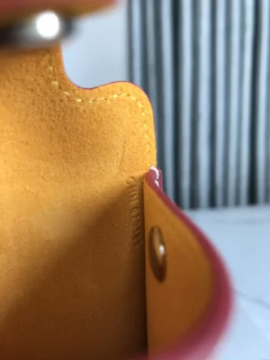 Louis Vuitton key pouch small yellow suede interior brown leather with embossed code inside