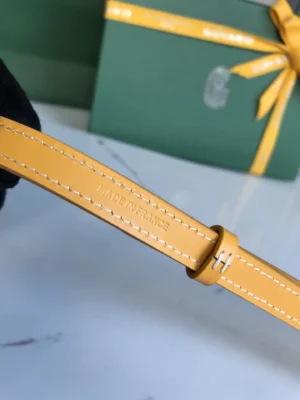 Goyard leather bag strap yellow leather detailed stitching made in France accessory