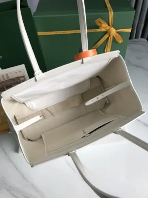 Interior view of Goyard Tote Bag Commuter Series showcasing spacious design, organizational compartments, and protective features.