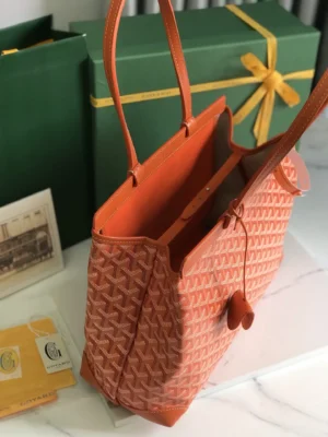 Goyard Saint Louis GM tote bag orange canvas leather trim spacious design