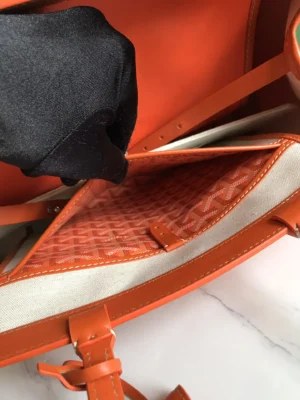 Goyard Saint Louis GM tote bag orange color canvas and leather with signature pattern interior