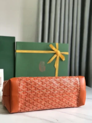 Goyard Saint Louis GM tote bag orange canvas leather trim luxury monogram pattern reversible design