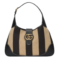 Gucci Jackie 1961 small bag beige black canvas leather gold hardware