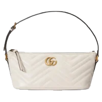 Gucci Marmont small shoulder bag white chevron quilted leather gold GG logo