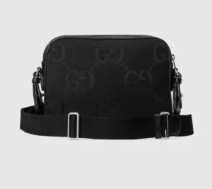Super Double G Postman Bag in black, featuring oversized GG logo, adjustable strap, and sleek design from Gucci's 2023 Spring/Summer collection.