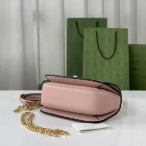 Gucci Dionysus small crossbody bag pink leather gold-tone chain strap