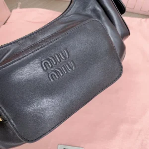 Miu Miu leather belt bag black soft leather adjustable strap pouch bag