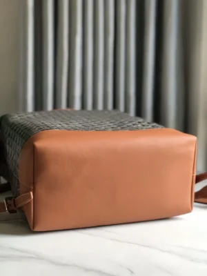 Goyard Saint Louis tote bag brown leather and signature canvas material spacious design