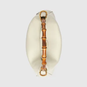 Gucci Bamboo hobo bag medium off-white leather with bamboo handle and gold hardware
