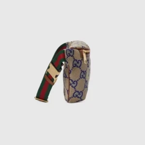 Gucci Ophidia GG Supreme medium bag beige blue canvas with green red web stripe and gold buckle