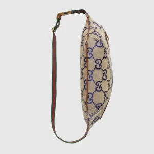 Gucci GG Multicolor Vintage Rectangle Shoulder Bag beige blue canvas leather trim