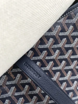 Goyard Saint Louis Tote PM black brown white coated canvas leather trim bag