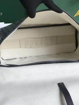 Goyard Saint Louis PM tote bag black green coated canvas with beige canvas interior