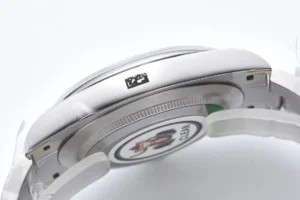 Rolex Submariner 116610LN black dial ceramic bezel stainless steel watch side profile with engraved crown logo