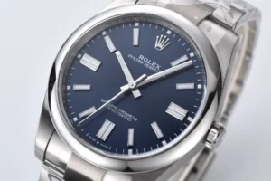 Rolex Oyster Perpetual blue dial stainless steel bezel stainless steel watch