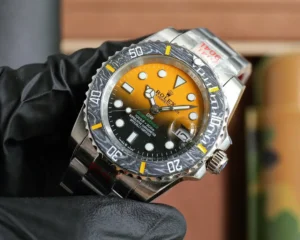Rolex Submariner D11W yellow and black gradient dial marbled ceramic bezel stainless steel watch