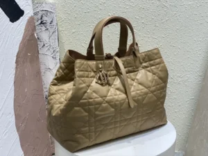 Dior Lady Dior large tote bag beige quilted lambskin leather with gold charm