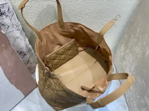 Dior Book Tote Medium beige quilted lambskin leather bag with detachable pouch inside