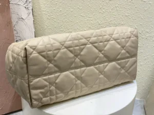 Christian Dior Lady Dior large size beige quilted leather handbag bottom view