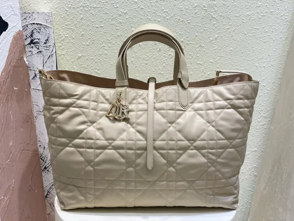 Dior Large Book Tote beige quilted leather bag gold hardware
