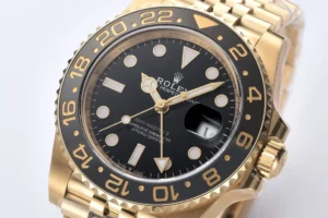 Rolex GMT-Master II gold watch black dial ceramic bezel yellow gold case and bracelet