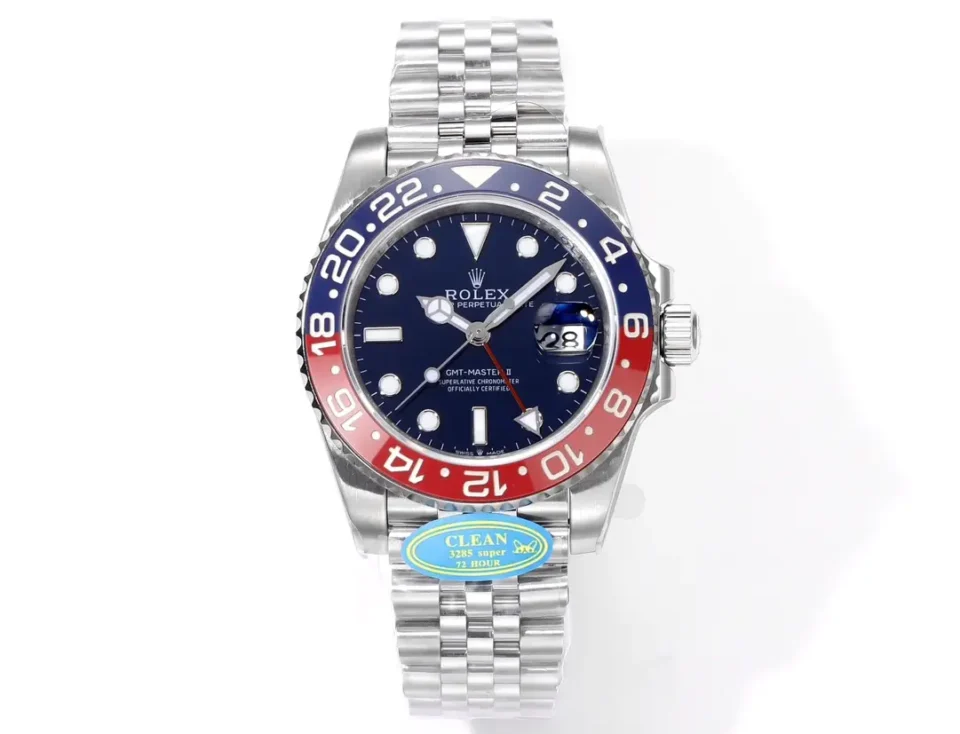 Rolex GMT-Master II blue dial red and blue ceramic bezel stainless steel watch
