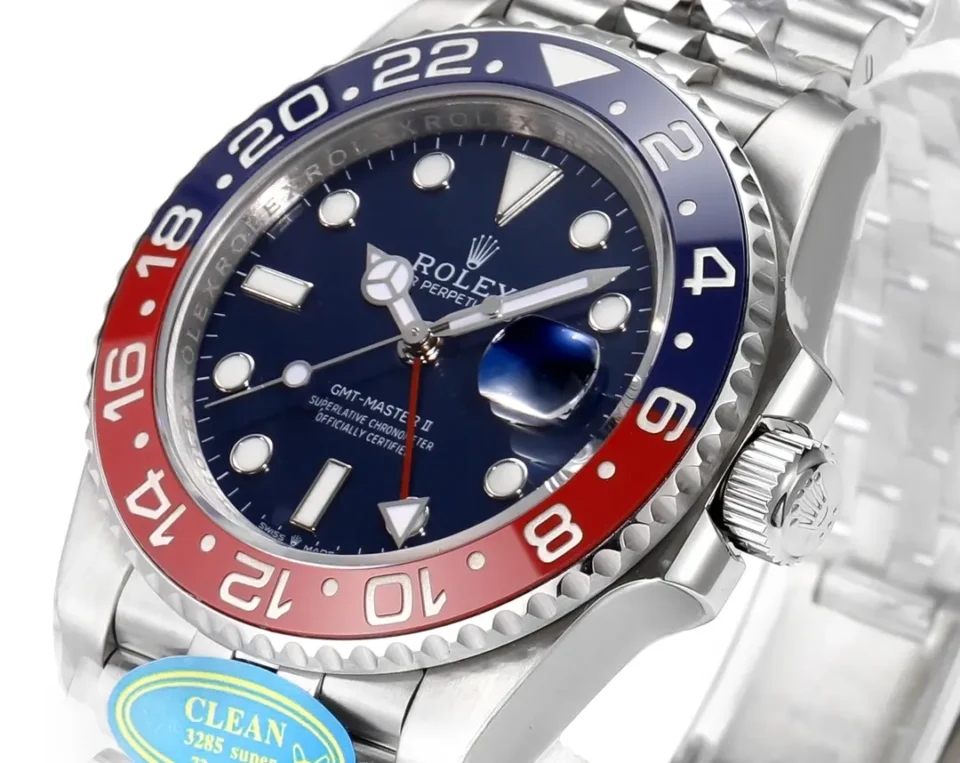 Rolex GMT-Master II blue dial red and blue ceramic bezel stainless steel watch