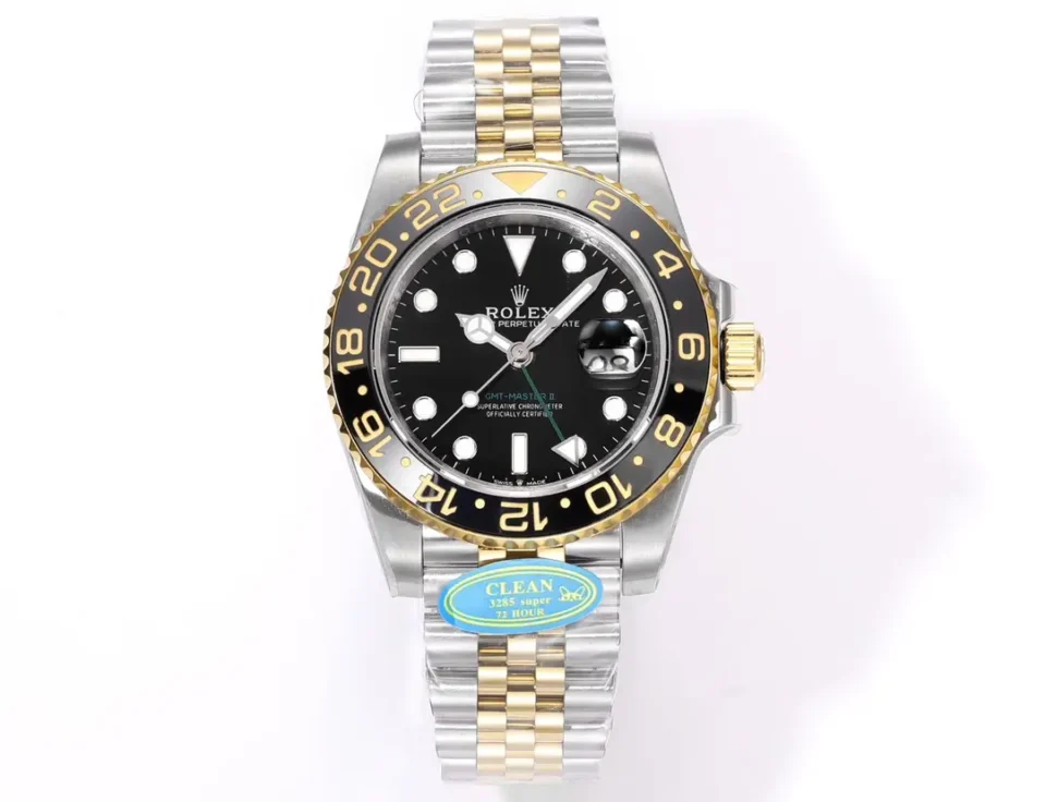Rolex GMT-Master II black dial gold ceramic bezel stainless steel and yellow gold watch