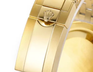 Rolex watch clasp close-up gold stainless steel luxury accessory detail