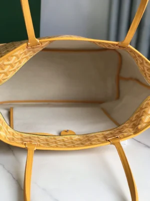 Goyard Saint Louis PM tote bag yellow coated canvas with leather trim spacious interior