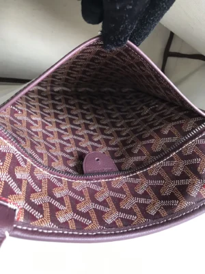 Goyard Saint Louis PM GM bag purple coated canvas leather trim interior pattern