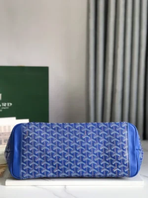 Goyard Saint Louis PM bag blue monogram canvas with leather trim detailing