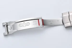 Rolex watch stainless steel bracelet clasp Swiss made Steelinox material Rolex logo engraving