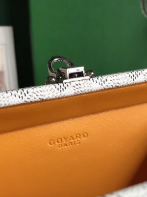 Goyard cardholder white canvas and orange leather with silver-tone hardware luxury accessory