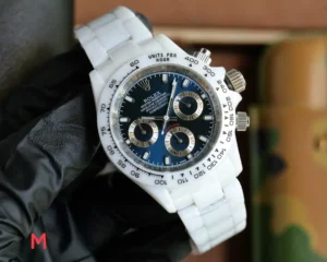 Rolex Daytona black dial ceramic bezel white ceramic case watch with white ceramic bracelet