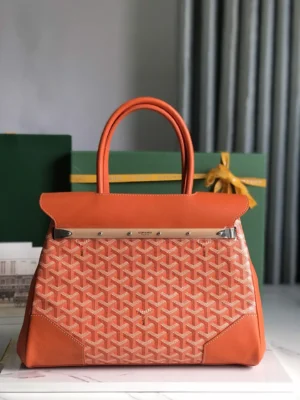 Goyard Saint Louis MM 39 orange coated canvas and leather tote bag