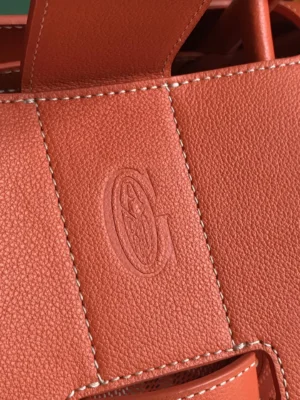 Givenchy Antigona tote bag medium orange grained leather with embossed logo and white stitching