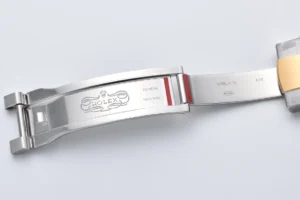 Rolex watch clasp stainless steel with gold accent Geneva Swiss Made engraving steelinox A7S