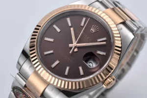 Rolex Datejust 126331 chocolate dial rose gold fluted bezel stainless steel watch