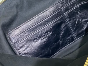 Christian Dior cardholder black crinkled leather with embossed logo inside bag lining