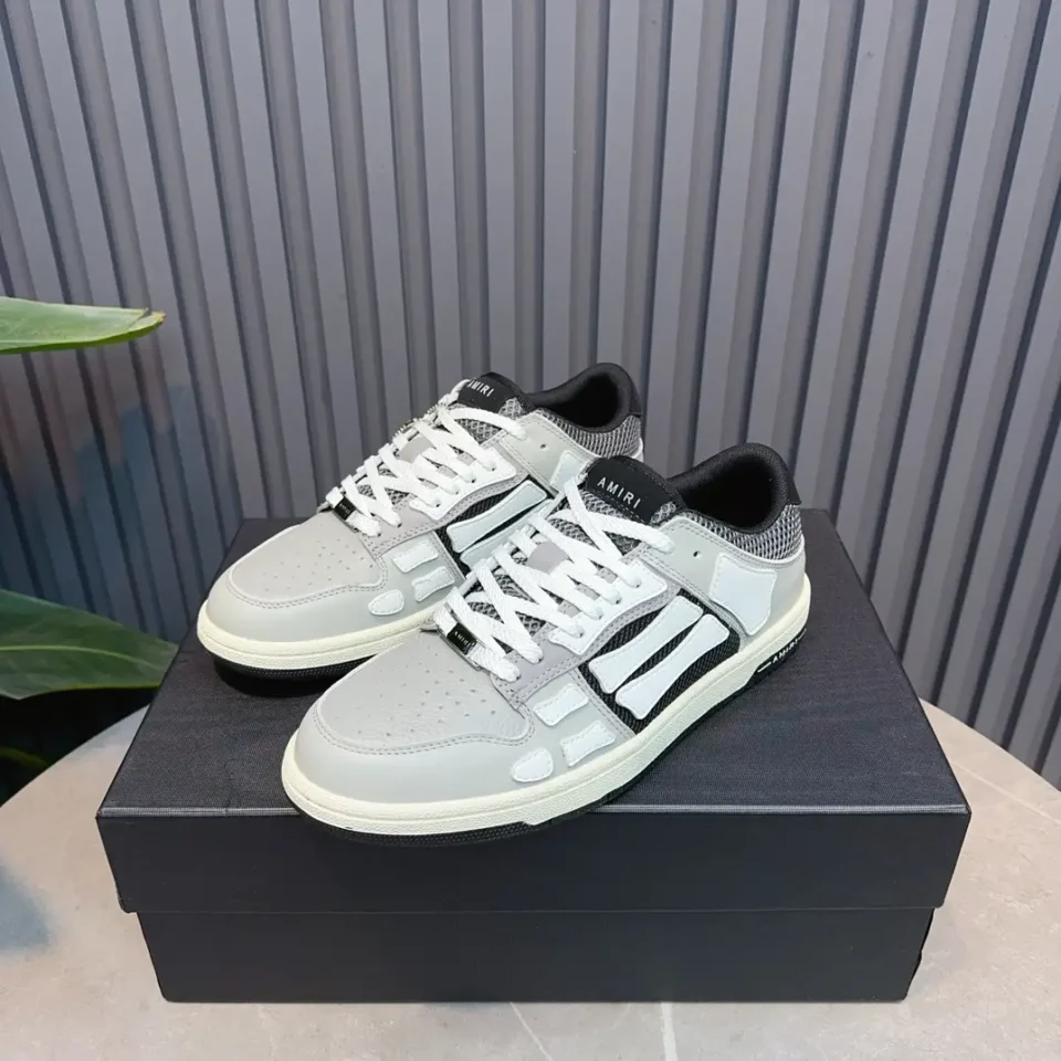 Amiri Skel Top low sneakers white black leather mesh material