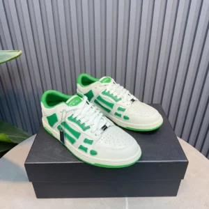 Amiri Skel Top Low sneakers white green leather low-top with perforations and signature side stripes