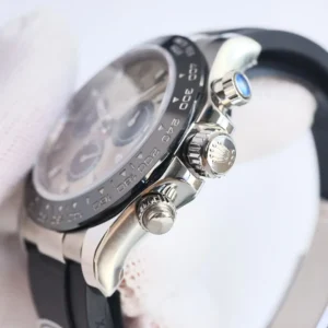 Rolex Daytona 116519LN white dial ceramic bezel stainless steel watch with black rubber strap