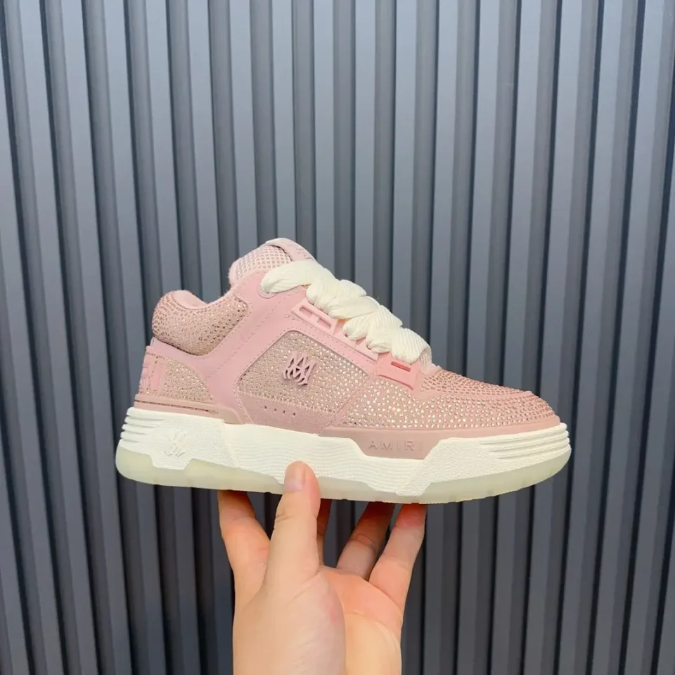 Amiri MC1 Low Top sneakers MC1-117 pink crystal-embellished suede and mesh material