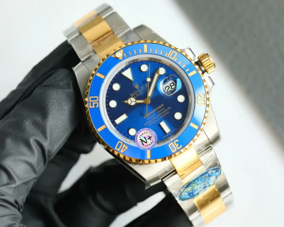 Rolex Submariner 116613LB blue dial gold ceramic bezel stainless steel watch with gold center links