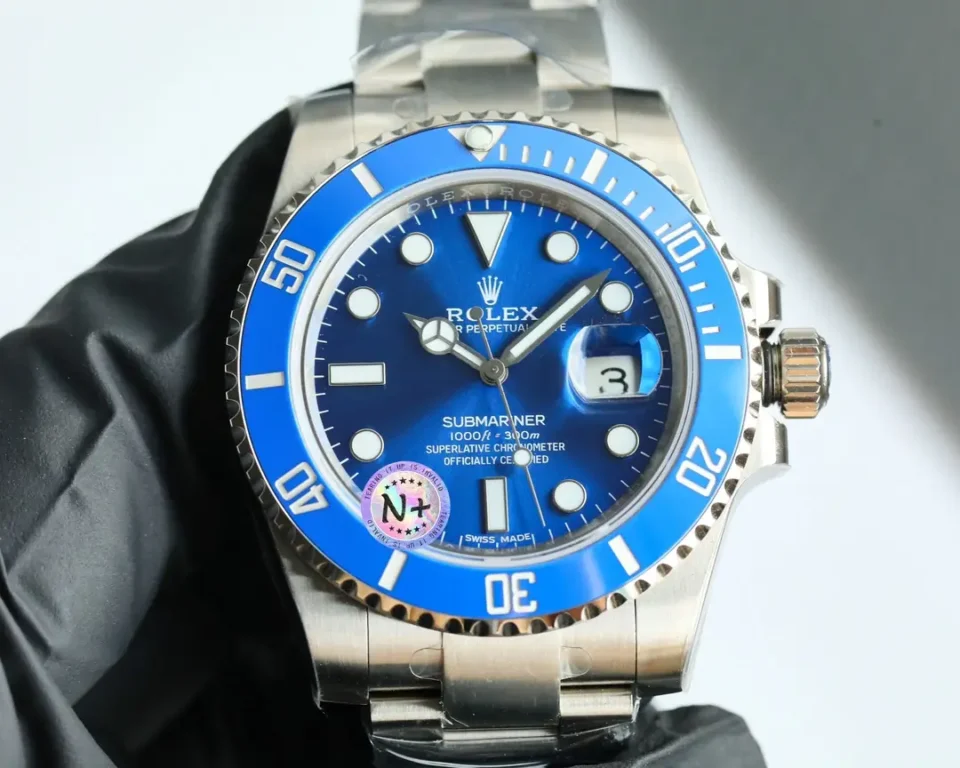 Rolex Submariner blue dial blue ceramic bezel stainless steel watch