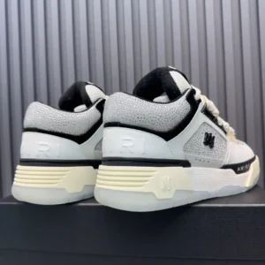 Amiri Skel-top sneaker white and grey colorway leather and mesh with rhinestone details