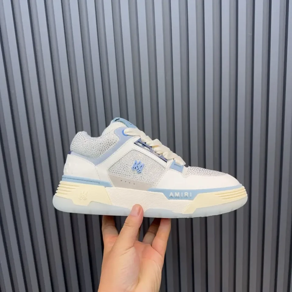 Amiri Skel Top Low 123456 white blue colorway mesh leather sneakers